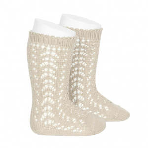 Lace Socks Collection: Condor Linen Long Open Lace Socks
