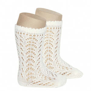 Lace Socks Collection: Condor Cream Long Open Lace Socks