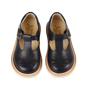 Baby Shoes 1: Young Soles Rosie T-Bar Leather Shoe Black