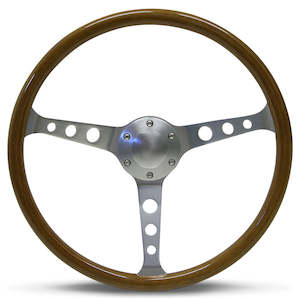 Steering Wheel Wood 15" Classic Brushed With Holes - SaaS