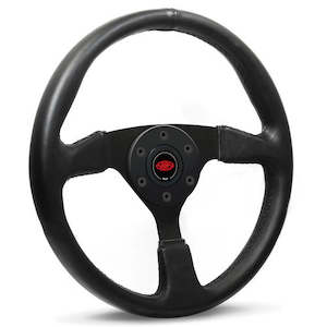 Steering Wheel Leather 14" Director Black Spoke - SAAS