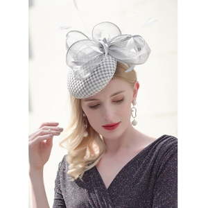 Products: Fascinator- 100% Flax Fascinator for wedding or racing in Silver Grey - Classique Boutique