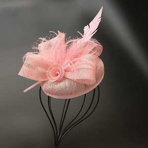 Products: Soft Pink Bespoke Flax Fabric Fascinator for Racing or wedding - Classique Boutique