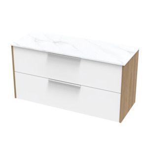 Nikau Collection: Nikau Pro Arctic 1200 Double Drawer Two Tone Wall Vanity