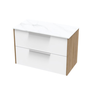 Nikau Collection: Nikau Pro Arctic 900 Double Drawer Two Tone Wall Vanity