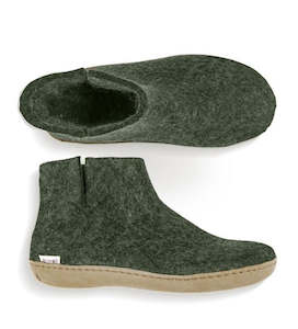 Fathers Day: Glerups Felted Wool Boot with Leather Sole - Forest