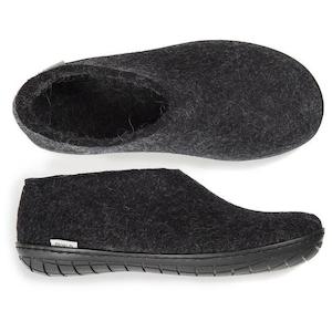 Fathers Day: Glerups NZ Felted Wool Shoe With Black Rubber Sole - Charcoal