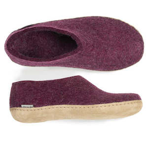 Glerups NZ Felted Wool Shoe with Leather Sole - Cranberry