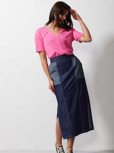 Skirts: Panelled Denim Skirt