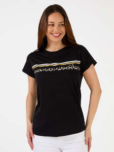 Tees: Black Icon Stripe T Shirt