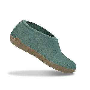 Glerups NZ Felted Wool Shoe with Leather Sole - North Sea
