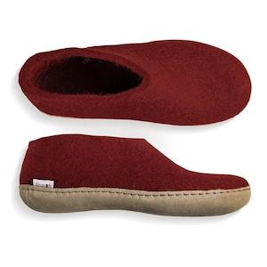 Glerups Felted Wool Shoe with Leather Sole - Red - Last Pair Sz 35