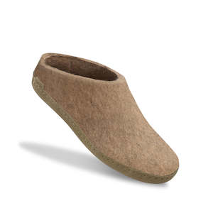 Glerups Slip Ons: Glerups Felted NZ Wool Slip On with Leather Sole - Sand