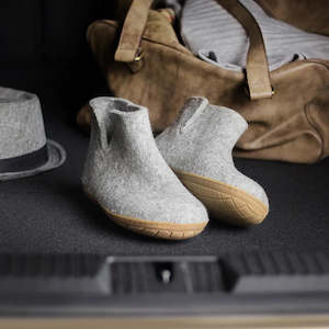 Glerups Boot: Glerups NZ Felted Wool Boot with Natural Rubber Sole - Grey