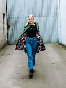 Moke: Billie Rain Coat - Cypress/Purple Fleur
