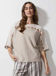 Hole Detail Top in Flax