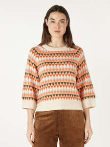 Zacket And Plover: Mohair Fairisle Jumper in Taupe