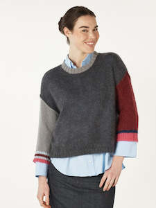 Zacket And Plover: Mohair Colour Block in Charcoal