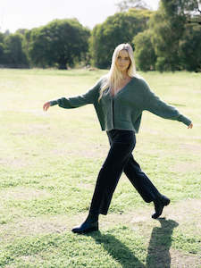 Jumpers And Cardigans: Romi Cardi in Green/Grey