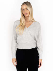 Mika Wrap Top in Light Grey