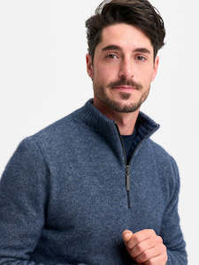 Possum And Merino Knitwear: Whittaker Half Zip in River