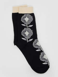 Fashion Accessories: Stella + Gemma Black Flower Socks