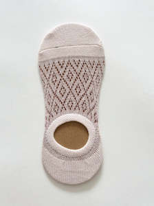 Pink Lurex Crochet No Show Socks