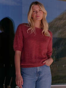 Jumpers And Cardigans: June Knit Tee in Pink Clay