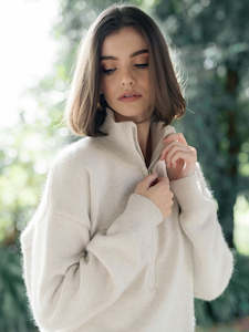 Jumpers And Cardigans: Knox Zip Sweater in Almond
