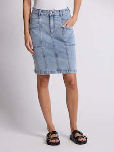 Stella And Gemma: Strike Skirt in Bleached Denim