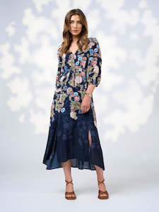 Dresses: Maeve Midi Dress in Indigo Multi