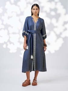 Dresses: Maya Midi Dress in Denim