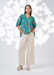 Shirts And Tops: Anaphora Top in Aqua Multi