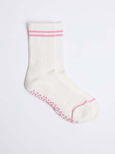 Elm: Ribbed College Sock - White