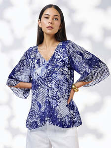 Isla Blouse in Cobalt Multi