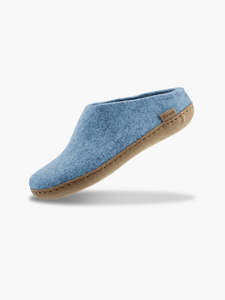 Glerups Felted NZ Wool Slip On With Leather Sole - Sky