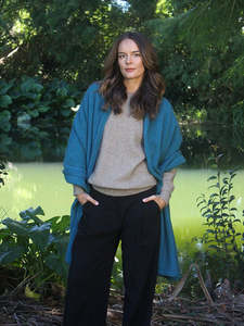 Possum And Merino Knitwear: Possum Merino Brando Wrap in Teal