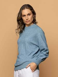 Possum And Merino Knitwear: Saisons Aurora Dolman Sweater in Skyway