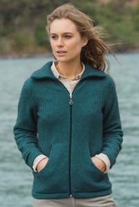 Possum And Merino Knitwear: Market Day Jacket in Possum Merino - Paua