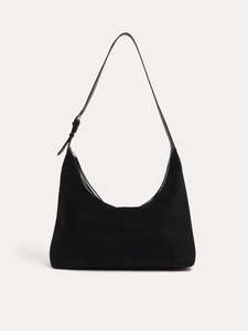 The Wren Faux Suede Slouchy Tote in Black