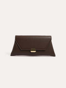 New Arrivals: The Rona Clasp Front Clutch in Chocolate