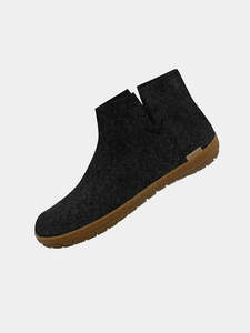 Glerups NZ Felted Wool Boot with Honey Rubber Sole - Charcoal