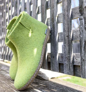 Glerups Boot: SALE Glerups Felted Wool Boot with Leather Sole - Lime