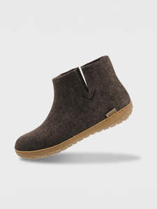Glerups Boot: Glerups Felted NZ Wool Boot with Honey Rubber Sole - Chestnut