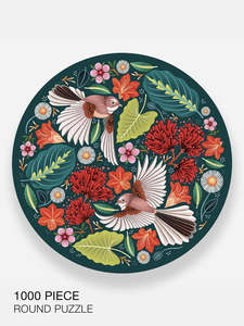 Jigsaws: Chirpy Fantails Round Jigsaw Puzzle