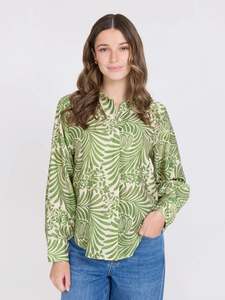 Stella And Gemma: Chloe Blouse in Lime Flora