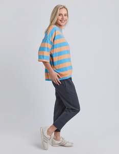 Elm: Elm Mazie Block Stripe Sweat in Blue