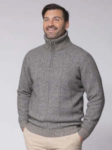 New Arrivals: Javelin Zip Neck Sweater in Pumice - Possum Merino
