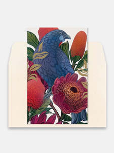 Flox Greeting Card - Kōkako & Banksia