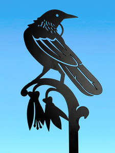 New Creation Large Metal Bird Tui on Kowhai